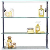 Techstyle Wall Mounted Wide Glass 195 Cd &#47; 140 Dvd Storage Shelves Clear &#47; Silver