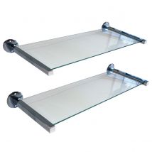 Techstyle Miro Set Of Two Glass Wall Storage &#47; Display Shelves Silver