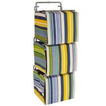 Techstyle Stripe 3 Wall Mounted Fabric Storage Boxes For Cd &#47; Toys &#47; Toiletries Blue &#47; Green