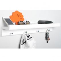 Techstyle Oakley Wall Mounted 2Ft &#47; 60Cm Organiser Floating Shelf With 4 Key &#47; Coat Hooks White