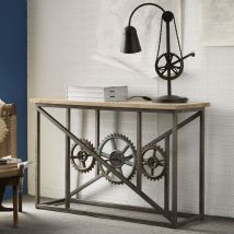 IH Design Urban Industrial Console Table With Wheels