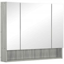 Kleankin Bathroom Cabinet Wall Mounted Mirror Storage Adjustable Shelves Grey