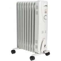 Mylek 2Kw Oil Filled Radiator&#47;Electric Heater With Adjustable Thermostat - White