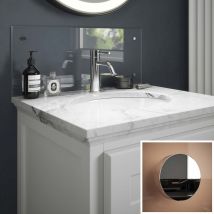 Clear Glass Bathroom Splashback &#40;chrome Caps&#41; 600mm X 250mm X 4mm