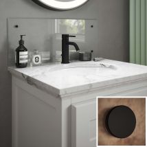 Clear Glass Bathroom Splashback &#40;matt Black Caps&#41; 600mm X 250mm X 4mm