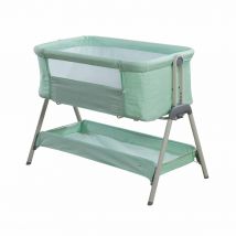 Kinder Valley Snoozie Bedside Crib with 2 Pack Bedside Crib Sheets - Misty Jade