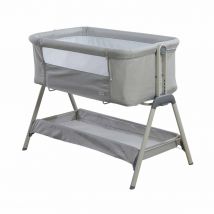 Kinder Valley Snoozie Bedside Crib with 2 Pack Bedside Crib Sheets - Antarctica Grey
