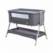 Kinder Valley Snoozie Bedside Crib with 2 Pack Bedside Crib Sheets - Storm Grey