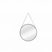 Nielsen Arno Round Metal Mirror With Leather Hanging Strap&#44; Black&#44; 50cm