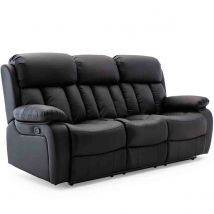 More4Homes Chester 3 Seater Manual High Back Bonded Leather Recliner Sofa &#40;black&#41;