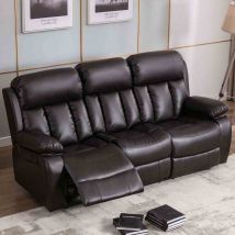 More4Homes Chester 3 Seater Manual High Back Bonded Leather Recliner Sofa &#40;brown&#41;