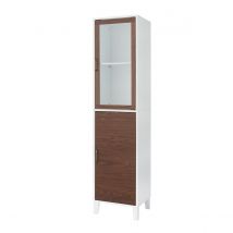 Teamson Home Tyler Wooden Tall Bathroom Linen Cabinet With Glass Door - White&#47;Brown
