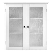 Teamson Home Connor Bathroom Wall Cabinet With 2 Glass Doors - White