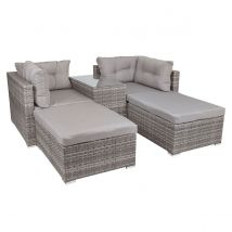 Samuel Alexander Luxury Grey Wicker Rattan Sofa Cube Garden Furniture Lounger Set With Glass Top Coffee Table
