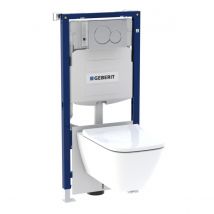 Geberit Wall-hung Bundle Pack&#58; Frame &#38; Cistern&#44; Rimfree&#174; Wall-hung Pan&#44; Soft Close Quick Release Seat &#38; Flush Plate