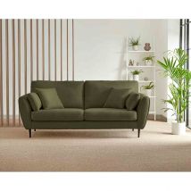 Furniture Box Ida 3 Seater Green Fabric Sofa