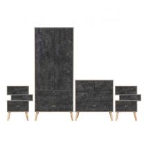 Seconique Nordic 2 Door Wardrobe Bedroom Set - Grey&#47;Charcoal Concrete Effect