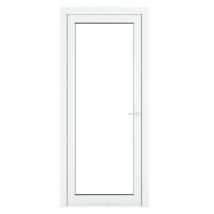 Crystal uPVC Clear Single Door Full Glass Left Hand Open 840mm x 2090mm Clear Glazing - White