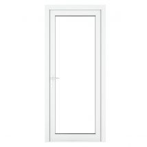 Crystal uPVC Clear Single Door Full Glass Right Hand Open 840mm x 2090mm Clear Glazing - White