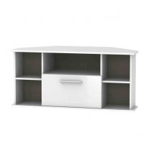 Welcome Furniture Ready Assembled Contrast Corner Tv Unit In White Gloss
