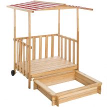 Tectake Sandpit With Play Deck And Canopy - Red