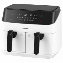 Emtronics EMAFDD9LWH Double Basket Air Fryer 9 Litre With 99 Minute Timer - White
