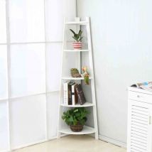 LivingandHome Living and Home 5-tier Modern Corner White Freestanding Ladder Shelf For Plant Display