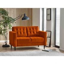 Furniture Box Jaycee 2 Seater Living Room Burnt Orange Velvet Sofa