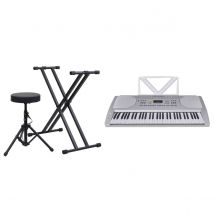 vidaXL 61-key Electric Keyboard Set Silver And Black