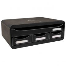 Exacompta Desktop Drawer Set Toolbox With 4 Drawers Glossy Black