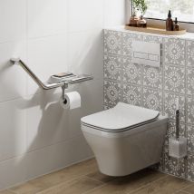 HiB Angled Grab Rail With Toilet Roll Holder And Shelf - Left