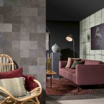 WallArt Leather Tiles Bowen Shady Grey 32 Pcs