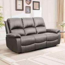 SleepOn Bonded Leather Reclining 3 Seater Sofa - Grey