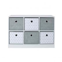 Lloyd Pascal Jazz 6 Cubes Storage Unit With Printed Grey Hearts And Grey Drawers