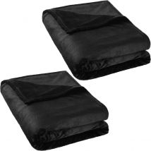 Tectake 2 Blankets Polyester 220X240Cm&#44; Black