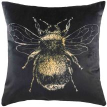 Evans Lichfield Gold Bee Square Velvet Filled Cushion