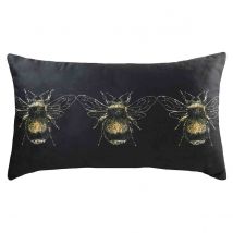 Evans Lichfield Gold Bee Rectangular Velvet Filled Cushion