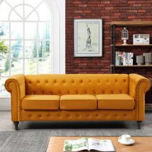 Artemis Home Pelham 3 Seat Velvet Sofa - Orange