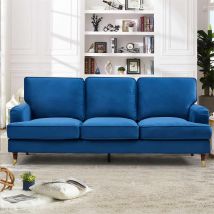 Artemis Home Woodbury 3 Seat Velvet Sofa - Blue