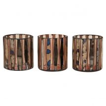 Interiors By Ph Gaia Set Of 3 Pink Tealight Holders