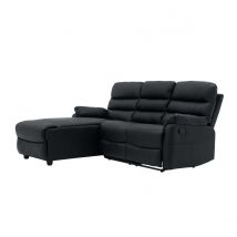 Home Detail Carter Black Faux Leather 3-Seater Manual Recliner Sofa Left Hand Chaise