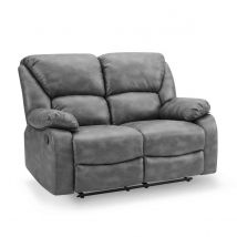 Home Detail Enoch Grey Faux Leather 2- Seater Manual Recliner Sofa