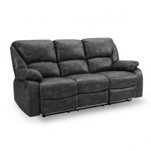 Home Detail Enoch Black Faux Leather 3-Seater Manual Recliner Sofa
