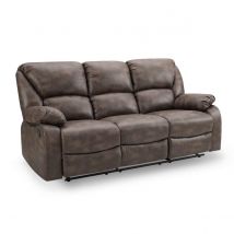 Home Detail Enoch Brown Faux Leather 3-Seater Manual Recliner Sofa