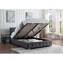 Home Treats Ottoman Storage Bed Frame King Size 5Ft Dark Grey