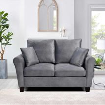 Sleepon Grey Brushed Velvet 2 Seater Sofa