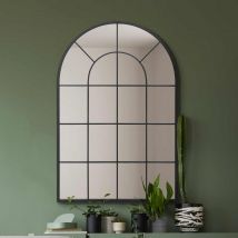 MirrorOutlet Arcus Black Framed Arched Window Wall Mirror 47&#34; X 31&#34; &#40;120 X 80cm&#41;