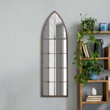 MirrorOutlet Chelsea - Rustic Metal Arched Decorative Wall Or Leaner Mirror 47&#34; X 16&#34; &#40;120cm X 40cm&#41;