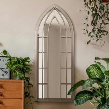 MirrorOutlet Somerley - Rustic Framed Arched Gothic Window Style Leaner Wall Mirror 59&#34; X 24&#34; &#40;149cm X 61cm&#41;