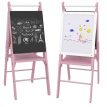 AIYAPLAY Three-in-One Easel for Kids, with Paper Roll, Adjustable Height - Pink
